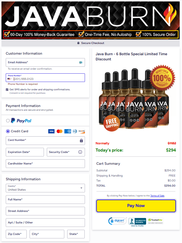 Java Burn-order-page
